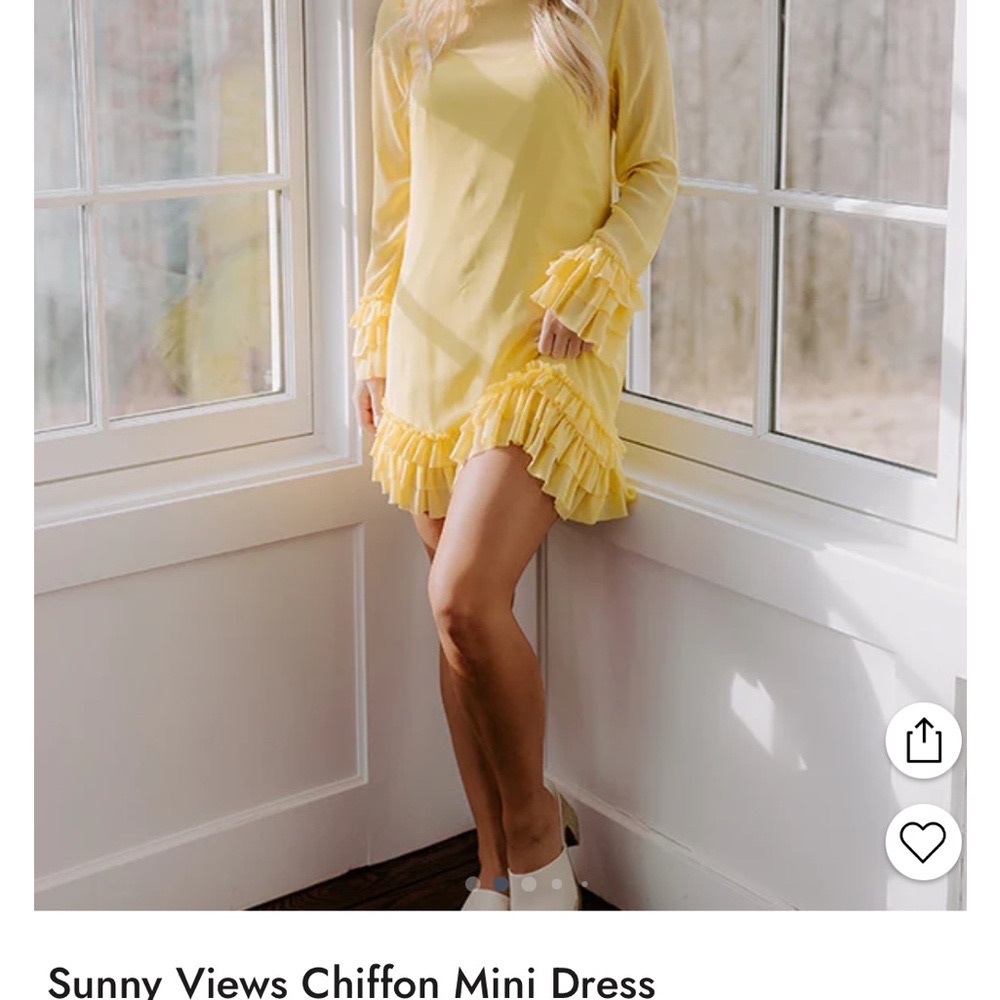 Yellow Chiffon Mini Dress